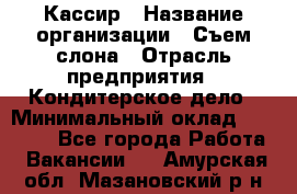 Кассир › Название организации ­ Съем слона › Отрасль предприятия ­ Кондитерское дело › Минимальный оклад ­ 18 000 - Все города Работа » Вакансии   . Амурская обл.,Мазановский р-н